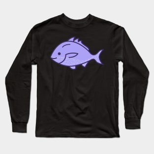 kawaii cute cartoon violet fish Long Sleeve T-Shirt